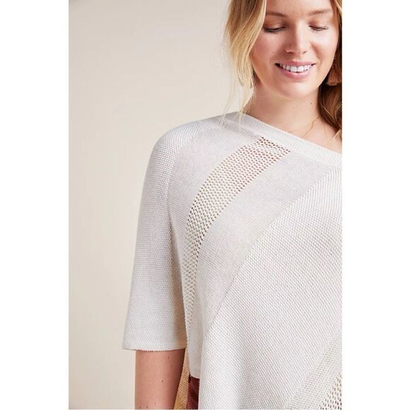 NEW Anthropologie White Padma Summer Lightweight Ruffled Poncho X-Small Small - Picture 2 of 10